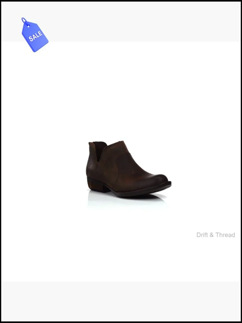 Born Leather Ankle Bootie Women Round Toe Block Heel Zip